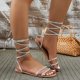 Flat Back Strap Of Straight Stripe Colored Diamond Sandals