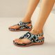 Herringbone Sandals Ethnic Style Embroidered Flower Back Buckle Wedge