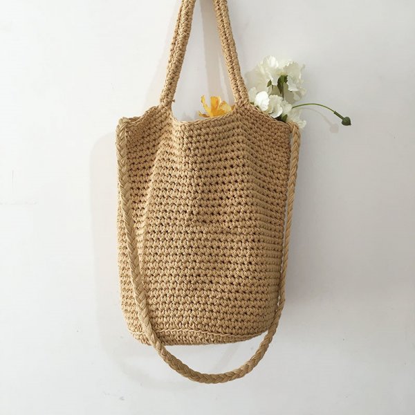 Wool Bucket Bag Cotton Woven Bag Shoulder Bag