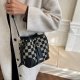 Checkered Drawstring Personality Bucket Bag Shoulder Bag Messenger Bag