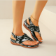 Herringbone Sandals Ethnic Style Embroidered Flower Back Buckle Wedge