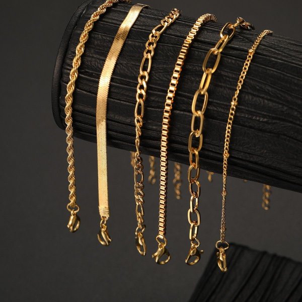 Simple Metal Multi-layer Bracelet Six-piece Set